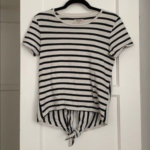 Madewell Black and White Stripe Back Tie Top